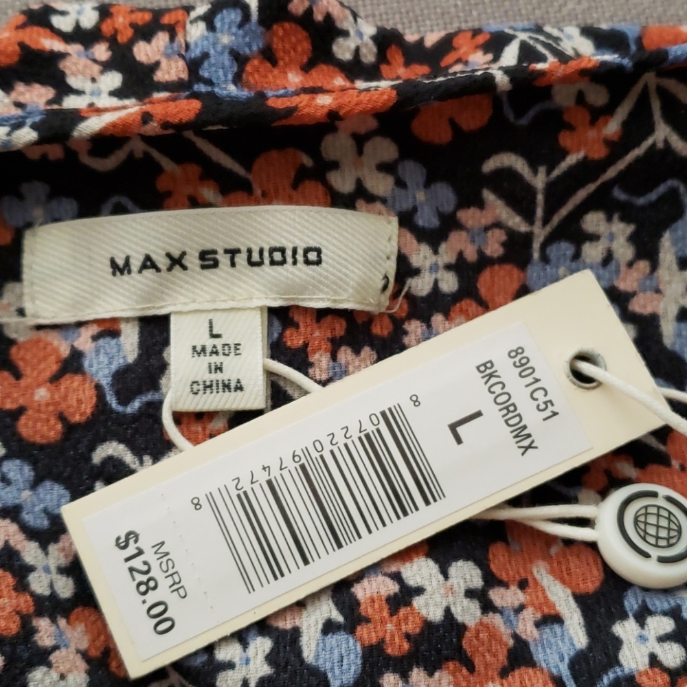 Max Studio Patterned Ruffle Wrap Midi Dress - Picture 11 of 12